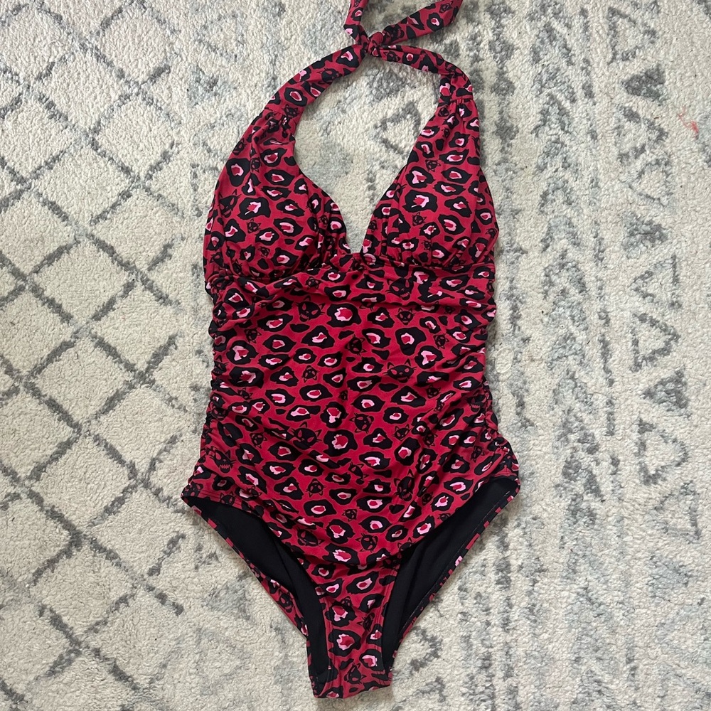 Retro Leopard Kitty Cat One Piece Swimsuit